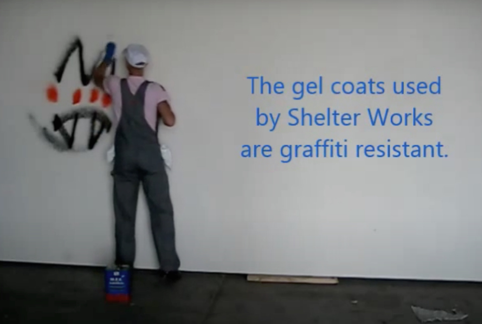 Who's Afraid of Graffiti on Fiberglass Shelter?, fiberglass buildings, fiberglass shelters, fiberglass shelter manufacturers, fiberglass equipment shelters